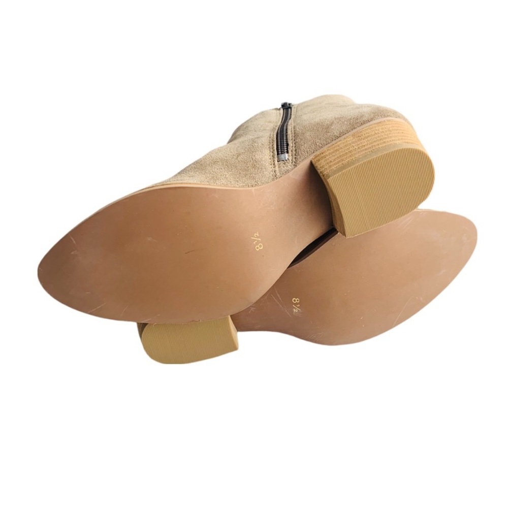 Diba True Tan Suede Leather Star Line Ankle Bootie Double Side Zippers Size 8.5 - Picture 7 of 16